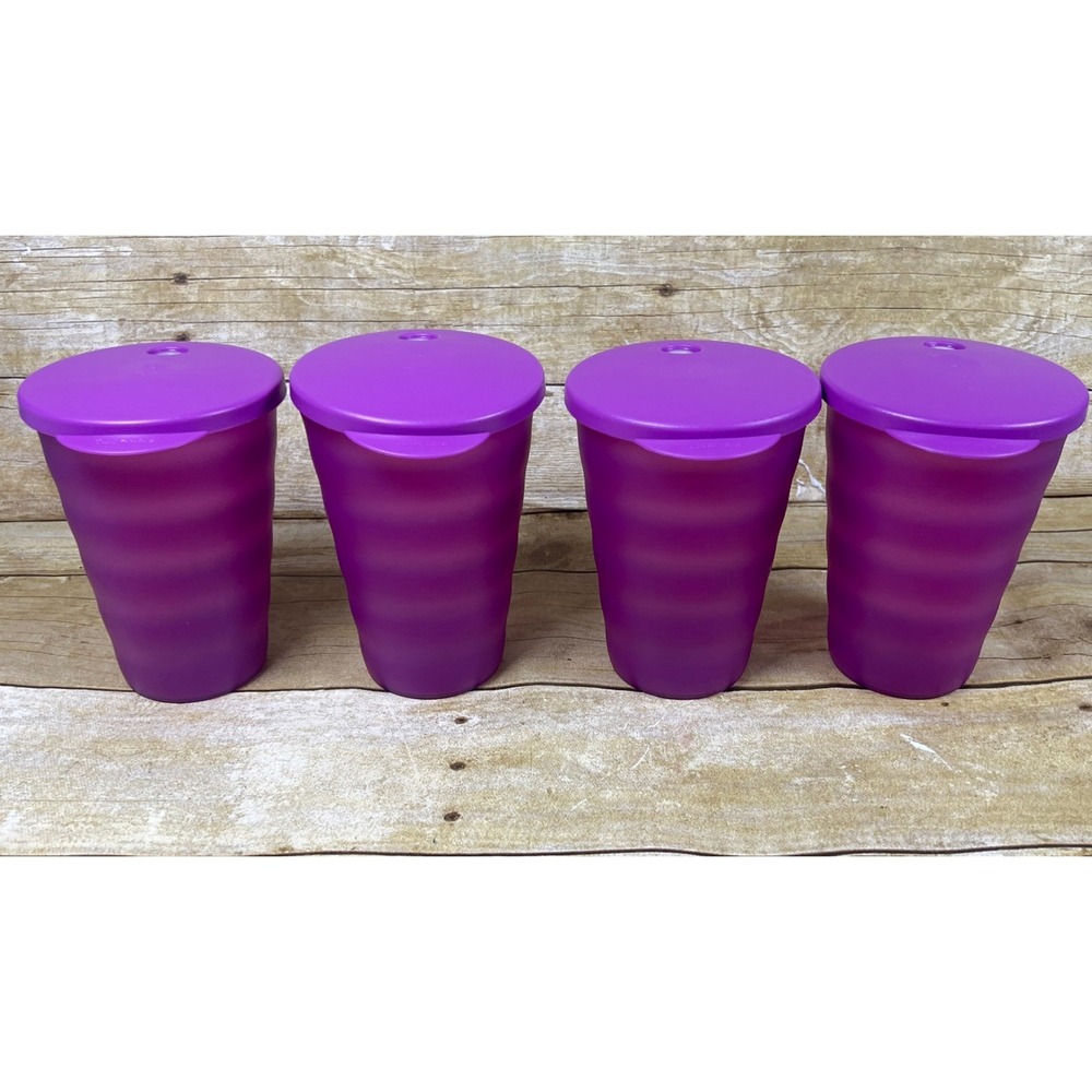 Tupperware Impressions Tumblers 16-oz Set of 4 with Dripless Seals Purple NEW